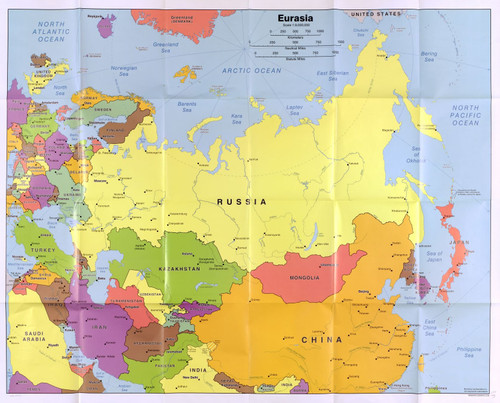 Historic Prints 18" x 24" 2006 Map of Eurasia & Countries Within