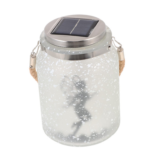 Mikikit Elf Mason Jar Lights Solar Powered Lights Outdoor Lanterns Battery Wall Lights Outdoor Pendant Light Fairy Lantern Decor Fairy Lights for Mason Jars Replaceable Glass Jar Aluminum
