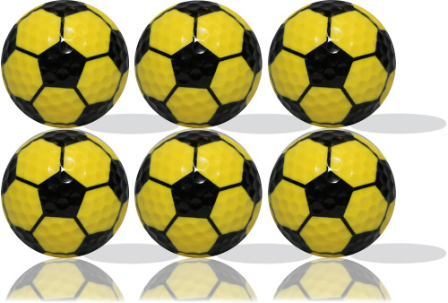 Yellow Soccer Golf Balls 6 Pack by GBM Golf Infuse Soccer Energy into Your Golf Game with Dynamic Yellow Balls