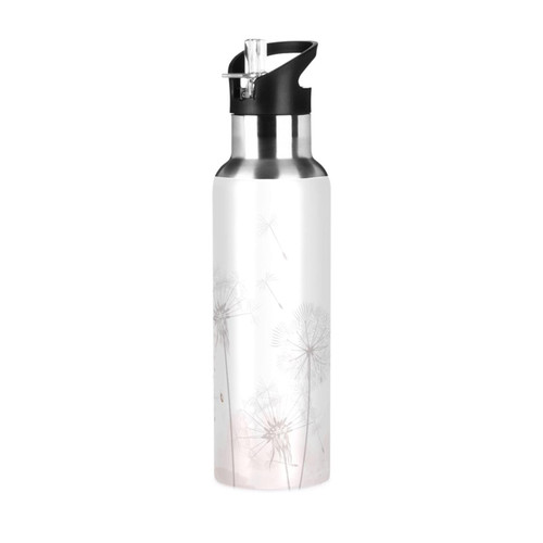 Retro-dandelion-minimalist-style-dreaming Insulated Water Bottle with Straw Lid, Stainless Steel Double Wall Vacuum Thermos with Straw Lid, BPA Free, Leak Proof.35 oz