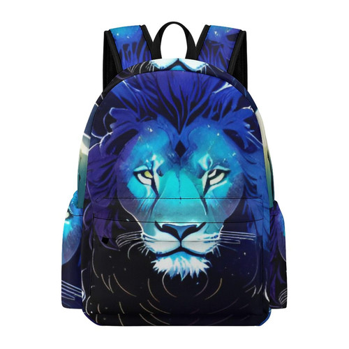 Lightweight Bookbag Compatible with Cool Lion Colorful Space Art, Water Resistant College Daypack Backpack Travel Laptop Rucksack Large Capacity Backpack for Men Women College
