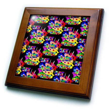 3dRose Eat sleep paint pattern with art palette and brushes for... - Framed Tiles (ft_353416_1)