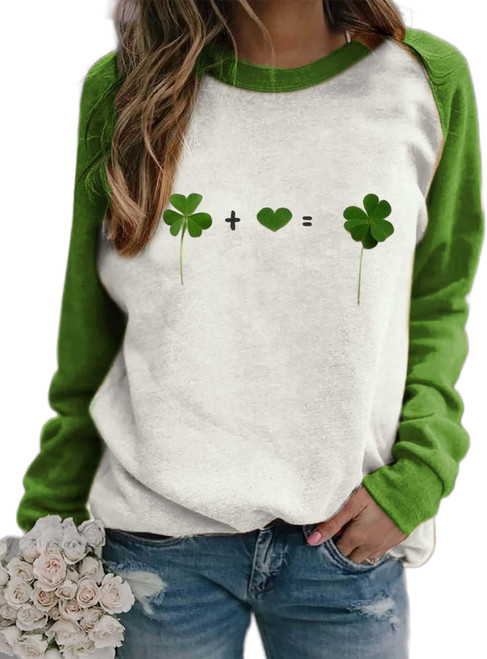 TIAFORD Women St Patricks Day Crewneck Sweatshirt Irish Slainte Shamrock Clover Graphic Long Sleeve Shirt Pullover Tops
