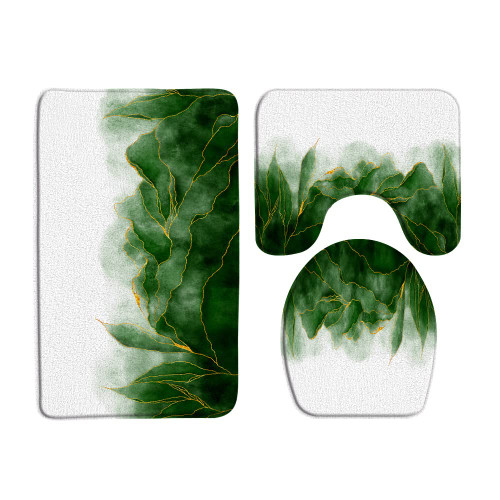 ZSSEZS Abstract Marble Bath Mat Green Marble Texture Cracked Mixed Gold Line Stripe Leaves Modern Ink Leaf Ombre Watercolor Art Microfiber Memory Foam Absorbent Rug Floor Mats Bathroom Decor