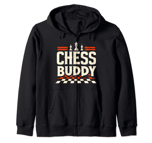 Chess Buddy Cool Strategy Chess Player Novelty Checkerboard Zip Hoodie