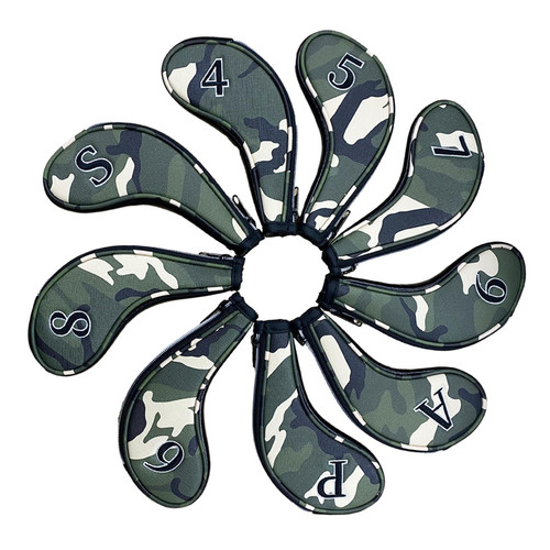 Deevoka Golf Putter Headcovers, Iron Club Headcover Protector Number Tag, Waterproof Training Protective Golf Iron Head Cover Golf Club Headcover, Green