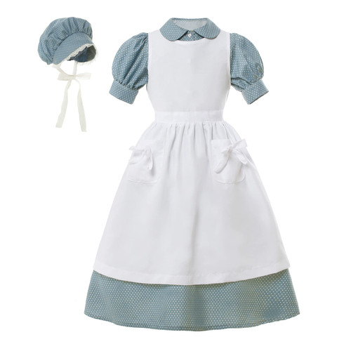 CR ROLECOS Girls Prairie Pioneer Dresses Laura Ingalls Wilder Pilgrim Colonial Costume Dress