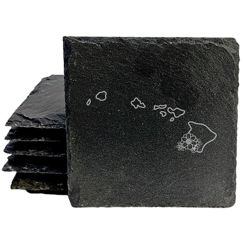 Hawaii Flower Coasters - Square Slate - set of 6