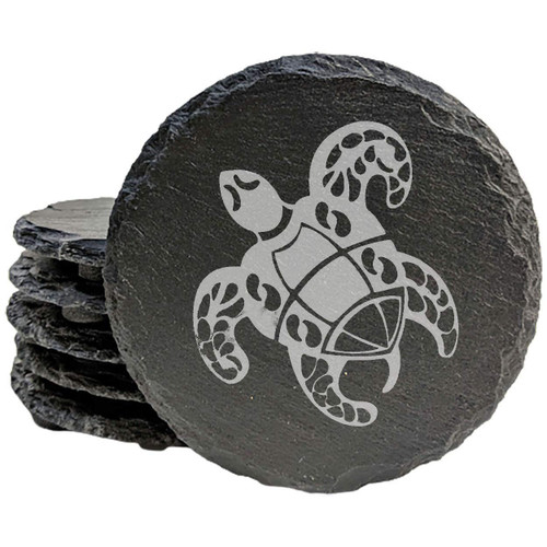 Sea Turtles (6 images) Coasters - Round Slate - set of 6