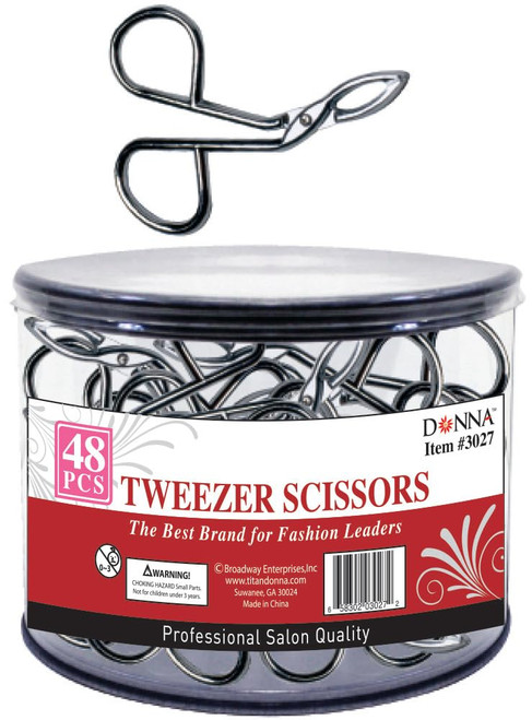 DONNA Tweezer Scissors 48pcs Silver Scissors Shaped Eyebrow Straight Tip Tweezers Clip, Flat Tip Tweezers Hair Plucker, Straight Tip Hairgripping Eyebrow