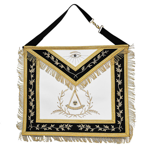 KZA BARD'S Masonic Regalia Blue Lodge Past Master Gold Handmade Embroidery Apron Purple Vel