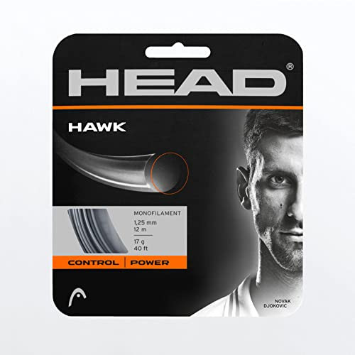 HEAD Hawk Grey Monofilament Tennis String, 16g / 1.30mm (2 Sets)