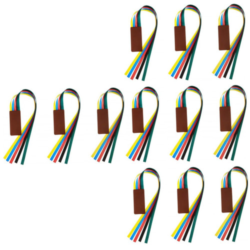 NUOBESTY 12 Pcs Ribbon Leather Bookmark Reading Page Mark Artificial Leather Page Marker Artificial Leather Bookmark Delicate Book Marks Page Ribbon Markers Student Page Folder Tassel