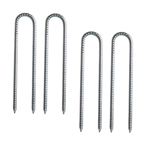 Anneome Outdoor Tent Stake 4pcs Windproof Pile Ground Anchor Trampoline Galvanized Steel Suite U-Shaped Trampoline Stakes