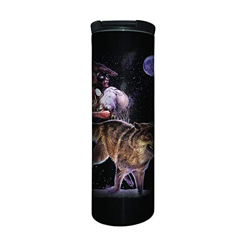 The Mountain Men's Arapaho Wolf Moon Barista Travel Coffee Mug, black, 17 oz