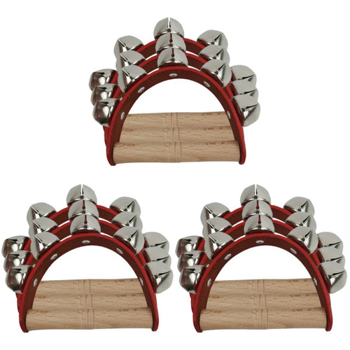 Milisten 9 pcs Five bell leather hand bell musical toys kids handbell children toys wooden toys for babies kids handle hand bells for kids Hand Shaking Bells Wooden Rattle Plaything Metal