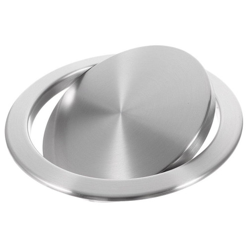 Alipis trashcan Automatic Trash can Stainless Steel Trash can recessed Counter top Cover Kitchen Accessory Built-in Flap Garbage can Cover 430 Stainless Steel Round Toiletries Clamshell