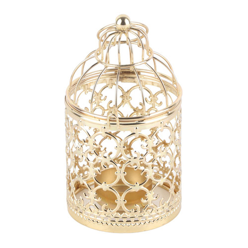 belupai Bird Cage Candle Holders, Wrought Iron Hollow Out Birdcage Candle Holder Lantern Decorative Candle Stand for Wedding Table Centerpiece, Home Decor, Party Supplies(A Type Gold)