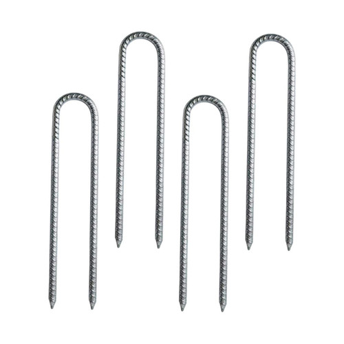 GANAZONO Outdoor Tent Stake 4pcs Windproof Pile Ground Anchor Galvanized Steel Staple Trampoline U-Shaped Trampoline Stakes