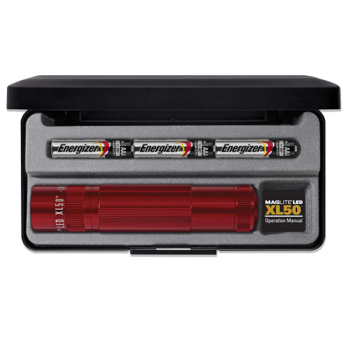 Mag Instrument MagLite AAA XL50 3-Cell Flashlight Presentation Box, Red