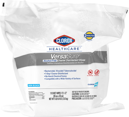CloroxPro Healthcare Versasure Cleaner Disinfectant Wipes, Alcohol Free Clorox Wipes Refill, Healthcare Cleaning and Industrial Cleaning, 110 Count - 31761 CloroxPro Healthcare Versasure Cleaner Disinfectant Wipes, Alcohol Free Clorox Wipes Refill, Healthcare Cleaning and Industrial Cleaning, 110 Count - 31761