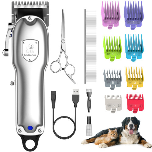 Gooad Dog Clippers for Grooming, Dog Grooming Kit, Cordless Dog Grooming Clippers for Thick Coats, Dog Hair Trimmer, Low Noise Dog Shaver Clippers, Quiet Pet Hair Clippers for Dogs Cats