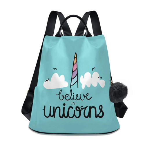 ALAZA Believe In Unicorns Quote Backpack Purse Anti-theft Casual Fashion Polyester Travel Rucksack Shoulder Bag for Women