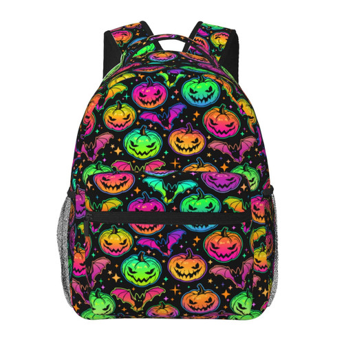 BoeHiop Colorful Halloween Pumpkin Bat Star Lightweight Laptop Backpack for Women Men College Bookbag Casual Daypack Travel Bag BoeHiop Colorful Halloween Pumpkin Bat Star Lightweight Laptop Backpack for Women Men College Bookbag Casual Daypack Travel Bag