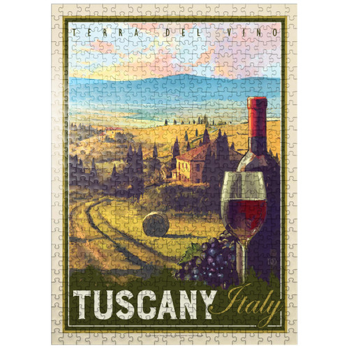 Italy, Tuscany: Terra Del Vino, Vintage Poster - Premium 500 Piece Jigsaw Puzzle for Adults