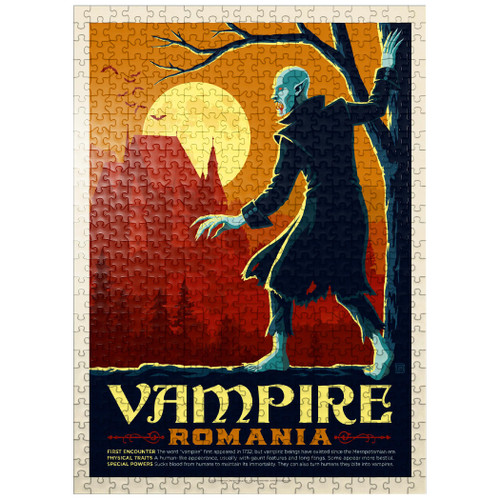 Mythical Creatures: Vampire (Romania), Vintage Poster - Premium 500 Piece Jigsaw Puzzle for Adults Mythical Creatures: Vampire (Romania), Vintage Poster - Premium 500 Piece Jigsaw Puzzle for Adults