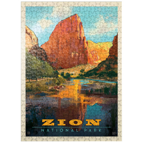Zion National Park: Virgin River Valley, Vintage Poster - Premium 500 Piece Jigsaw Puzzle for Adults