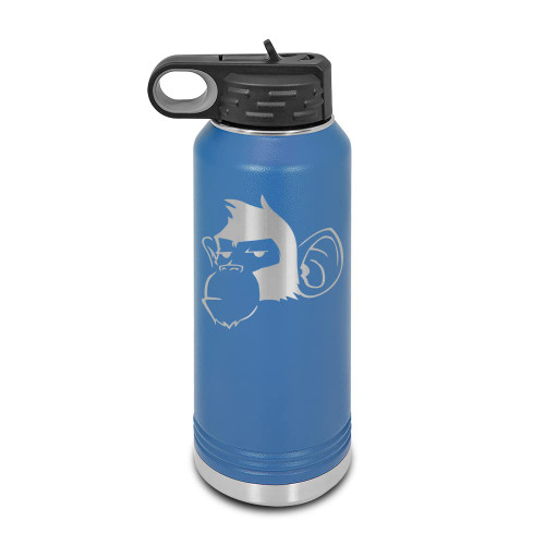 Monkey Laser Engraved Water Bottle Customizable Polar Camel Stainless Steel with Straw - monkeys Blue 32 oz