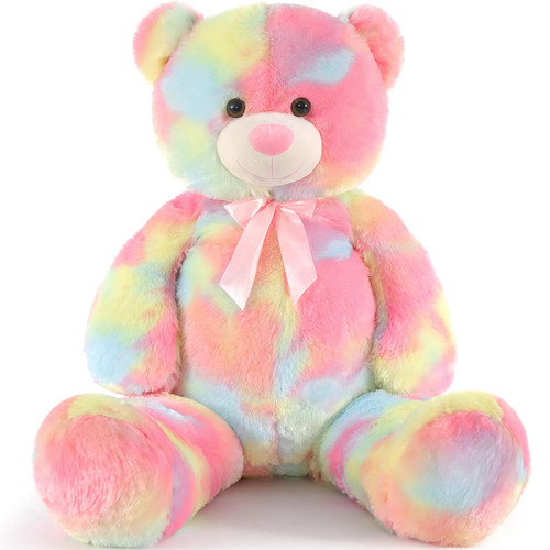 DOLDOA Big Teddy Bear Stuffed Animals, Colorful Teddy Bear Plush Toy for Girlfriend Children, Tie-dye Pink 39inch DOLDOA Big Teddy Bear Stuffed Animals, Colorful Teddy Bear Plush Toy for Girlfriend Children, Tie-dye Pink 39inch