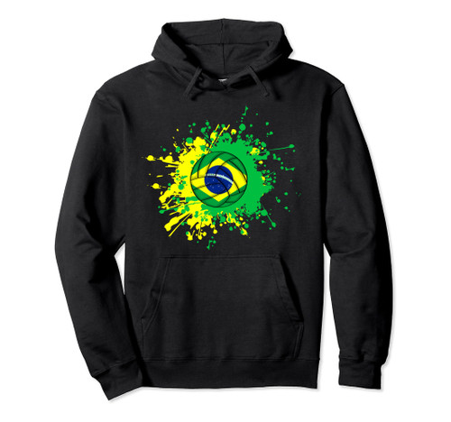 Brazilian Volleyball With The Flag Of Brazil Pullover Hoodie