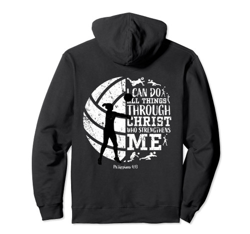 Christian Volleyball Gifts Teen Girls Philippians 4:13 Jesus Pullover Hoodie
