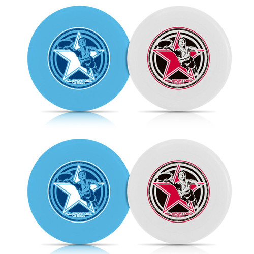 Wham-O Frisbee All Sport Flying Disc 140G Lightweight Sport Frisbee (4 Pack (Blue + White))