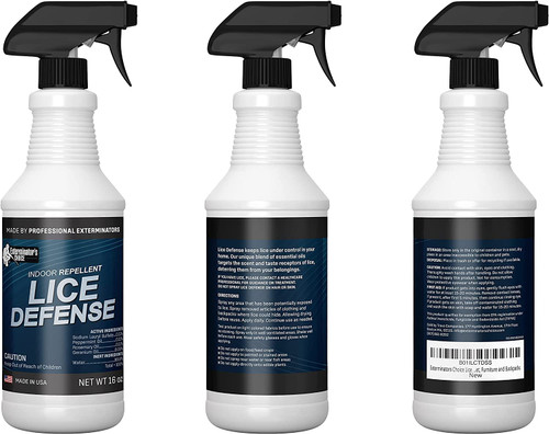Exterminators Choice Lice Defense Repellent Spray - 16 Ounces Lice Spray - Lice Treatment for Bedding - Carpets and Furniture - Ideal for Backpacks - Non-Toxic Lice Spray - Lice Repellent Spray