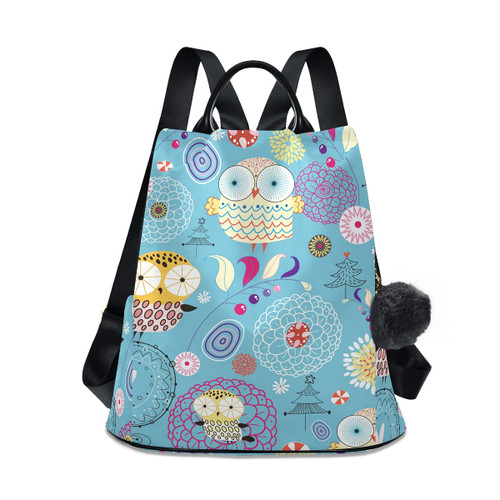 ALAZA Flower With Owls Backpack Purse with Adjustable Straps for Woman Ladies