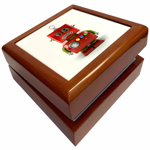 3dRose Sad vintage toy robot looking depressed unhappy cute, Jewelry Box jb-158019-1