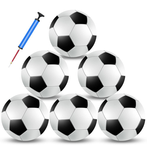 jiaonun 6 Pack Classic Soccer Balls Size 3 Inflatable with Pump for Kids,Youth and Adults, Black and White Soccer Ball Bulk (Size 3, 6pack)