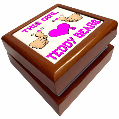 3dRose This Girl Loves Teddy Bears, Jewelry Box jb-185843-1