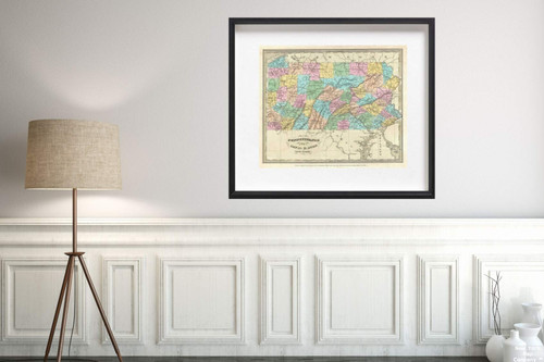 1834 Burr Antique of Pennsylvania Map|Historic Antique Vintage Reprint|Size: 20x24|Ready to Frame