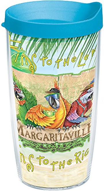 Tervis 1187401 Margaritaville - Fins to the Left Tumbler with Wrap and Turquoise Lid 16oz, Clear Tervis 1187401 Margaritaville - Fins to the Left Tumbler with Wrap and Turquoise Lid 16oz, Clear