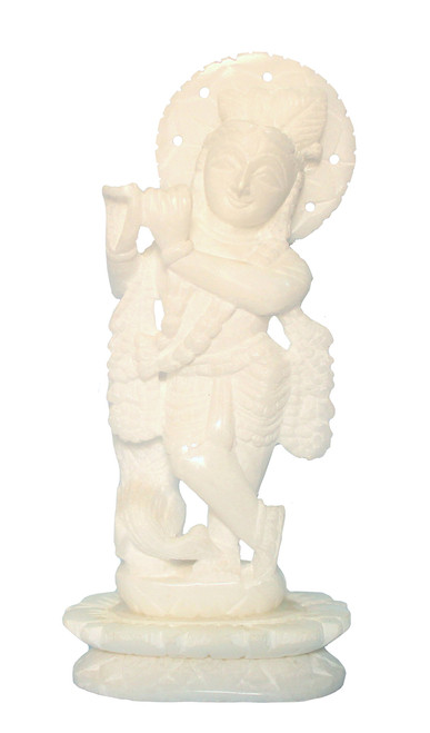 eSplanade - Lord Krishna Kishan Gopal Gopala Murti Idol Statue Sculpture - Marble Stone - White