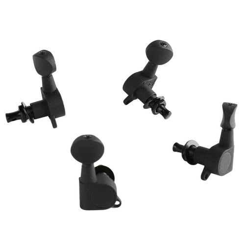 Ukulele Tuning Pegs Ukulele Machine Head Tuner 4 String Ukulele Peg with Screws, Full Closed Ukulele Knob, Matte Black