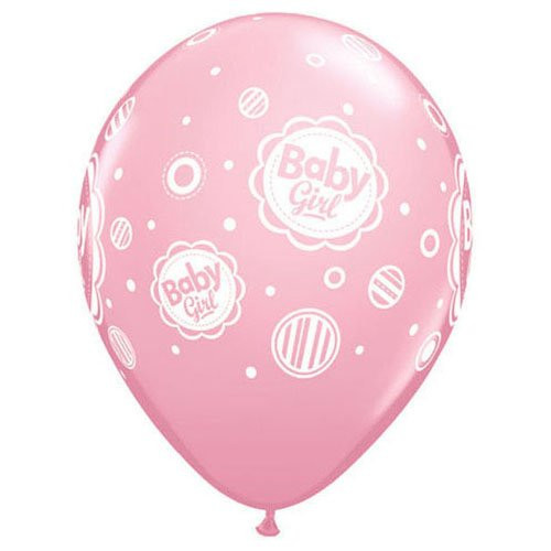 Qualatex Latex Balloons 19065-Q BABY GIRL DOTS - PINK, 11",
