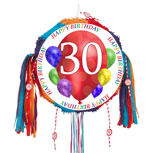 30TH Birthday Balloon Blast Pull Pinata (Each) by Partypro