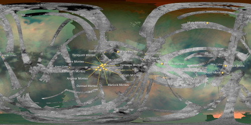 Posterazzi Map of Mountains on Titan Saturn's Moon Poster Print by Science Source, (24 x 18), Varies