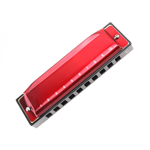 Red 10 Holes Tone C Key Harmonica Diatonic Stainless Steel Harp Musical Instrument For Beginner Harmonica kit
