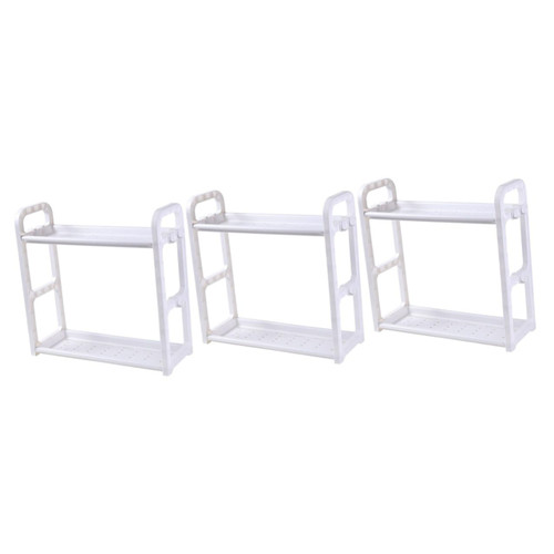 Zerodeko 3pcs Kitchen Storage Rack Commodity Shelf Cruet Supporter Bathroom Storage Rack Spice Storage Rack Kitchen Storage Shelf Double-Deck Storage Shelf Castor Plastic White Toilet Rack